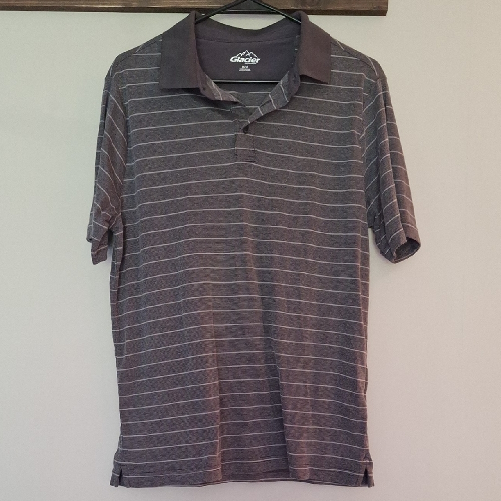 Glacier Gray Striped Men's Polo Shirt